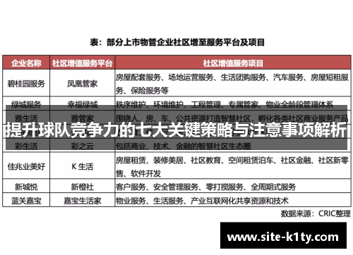 提升球队竞争力的七大关键策略与注意事项解析